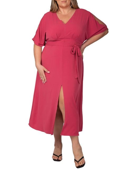 Standards & Practices Red V-Neck Dress