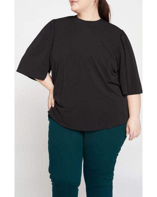 UNIVERSAL STANDARD Black Flutter Sleeve Crepe Jersey Top