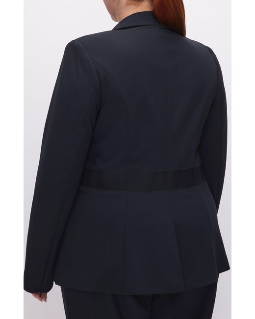 GOOD AMERICAN Bonded Onebutton Blazer in Blue Lyst