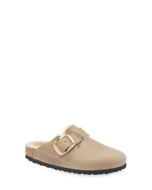 Birkenstock White Boston Big Buckle Genuine Shearling Lined Clog