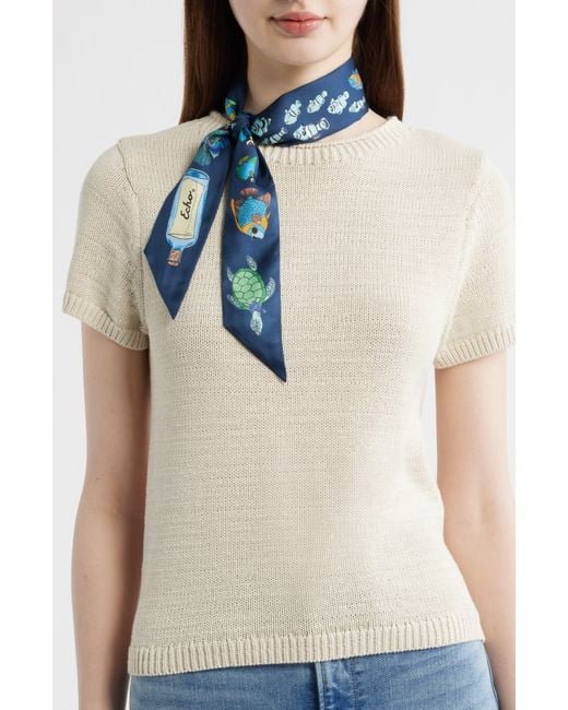 Echo Blue Sea Silk Ribbon Scarf