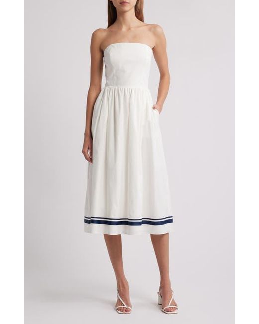 Charles Henry White Strapless Midi Dress