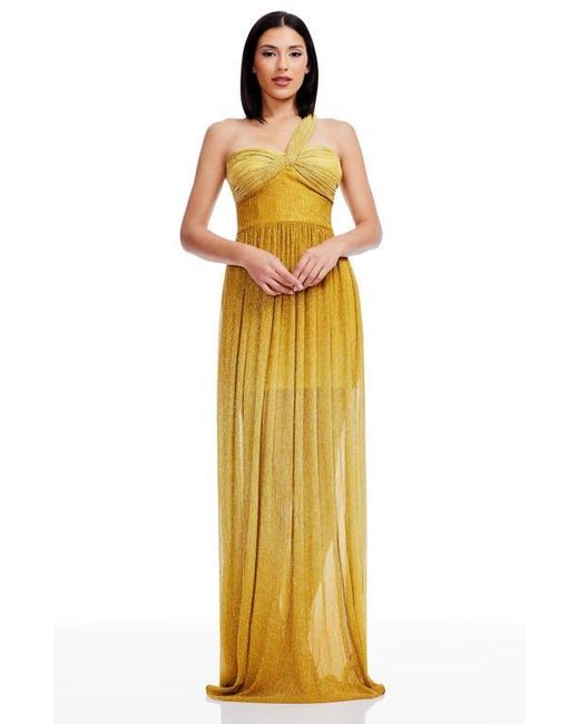 Dress the Population Yellow Idalia Metalllic Ombré One-Shoulder Gown