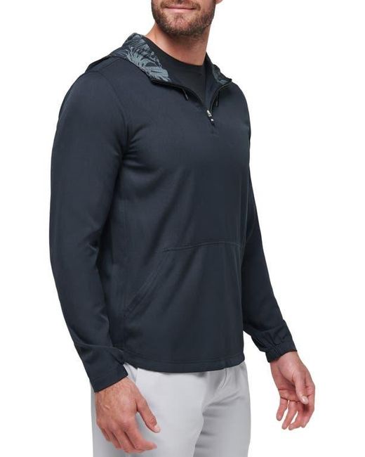 Travis Mathew Blue Hooded Quarter Zip Pullover for men