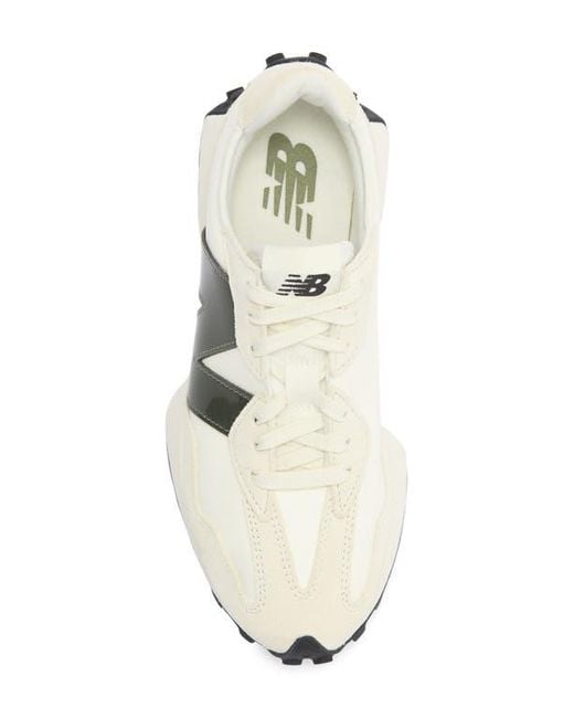 New Balance White 327 Patent Sneaker