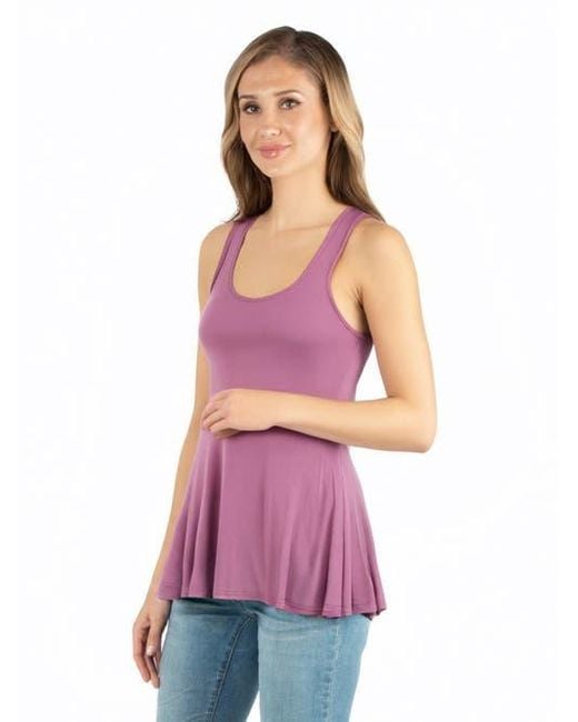 24seven Comfort Apparel Purple Maternity Scoop Neck Sleeveless Tank Top