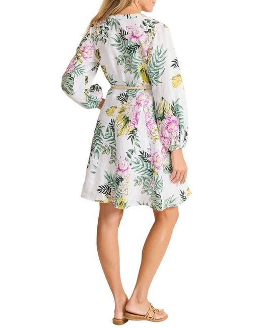 Tommy Bahama Blue Petal Of Luxury Long Sleeve Linen Dress