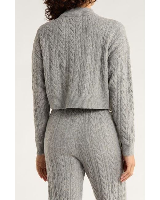 Mpg Gray Cable Knit Crop Sweater