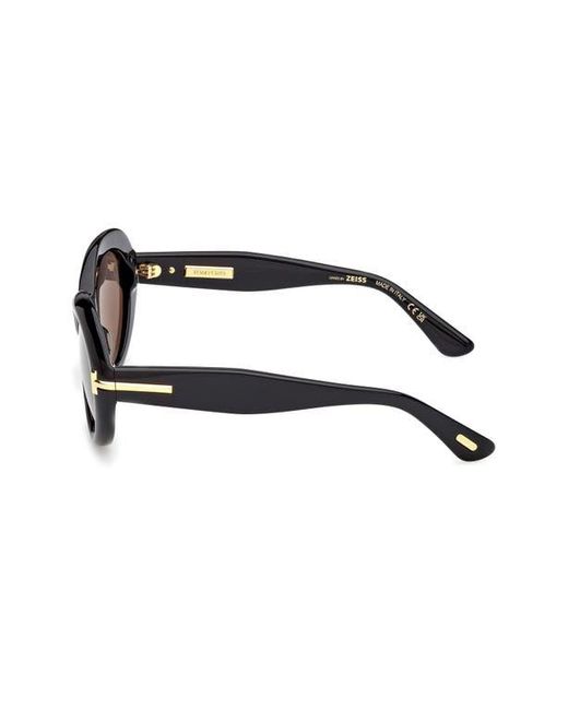 Tom Ford Brown 55Mm Oval Sunglasses
