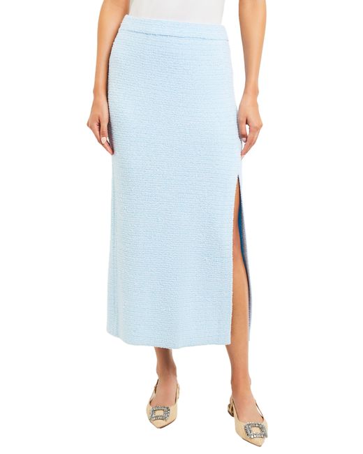 Misook Blue Bouclé Knit Straight Midi Skirt