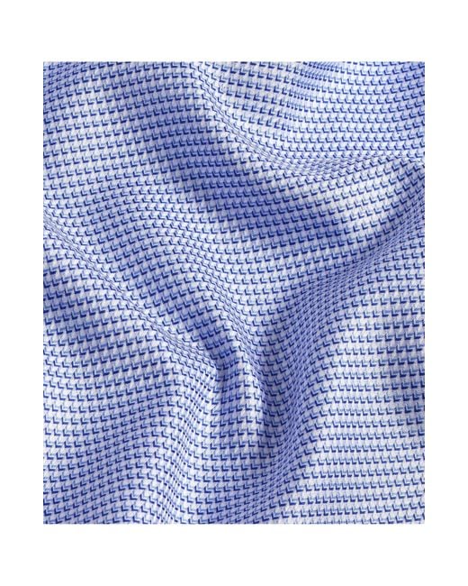 David Donahue Blue Trim Fit Geometric Pattern Twill Dress Shirt for men