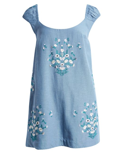 Free People Blue Wildflower Embroidered Minidress