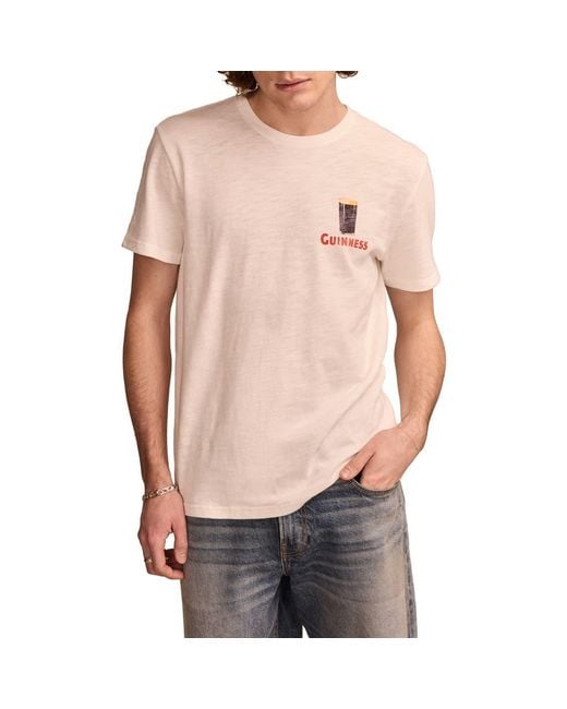 Lucky Brand Pink Guinness Time Cotton Graphic T-Shirt for men