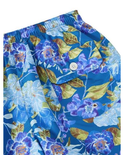 Robert Talbott Blue Connery Drawstring Swim Trunk for men