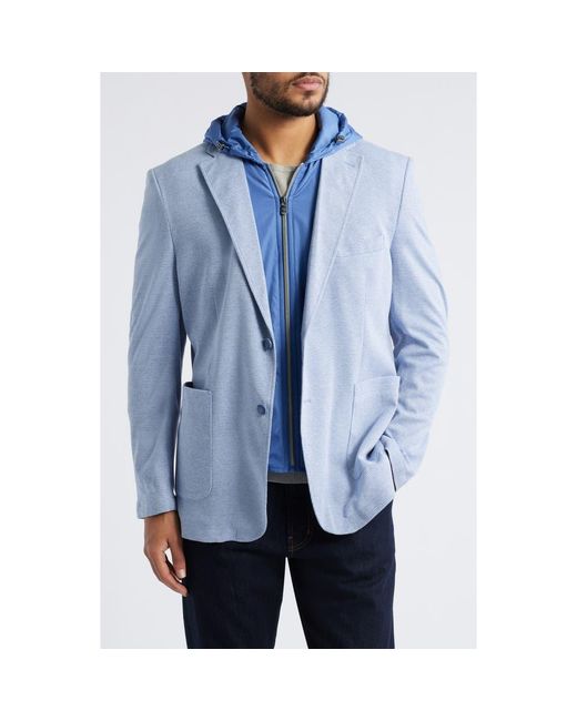 Johnston & Murphy Blue Xc Flex Microcheck Knit Sport Coat With Removable Hooded Bib for men