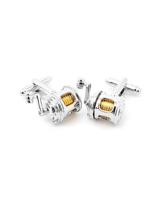 Cufflinks Inc. Metallic Fishing Reel Cuff Links for men