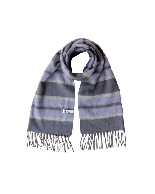 TBCo Blue Lambswool Geomteric Pattern Oversized Scarf