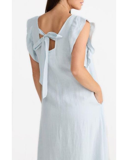 tied halter open back cotton linen midi dress The Linen Halter-Neck Dress