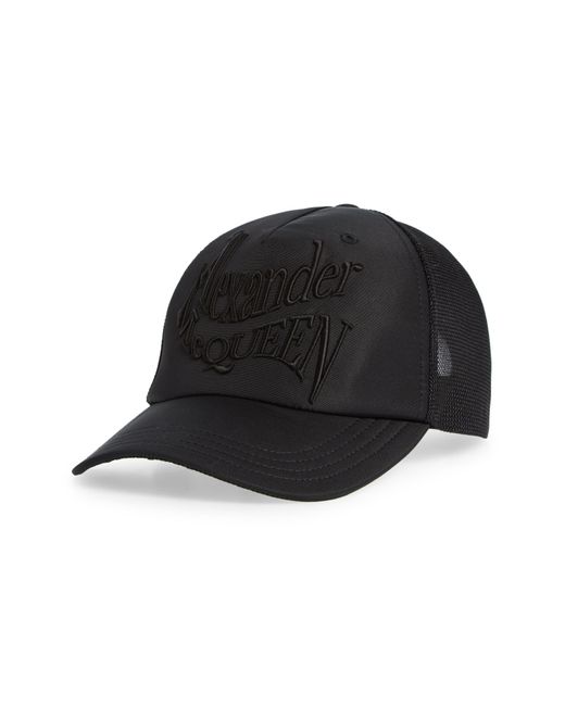 Alexander McQueen Black Warped Logo Trucker Hat for men