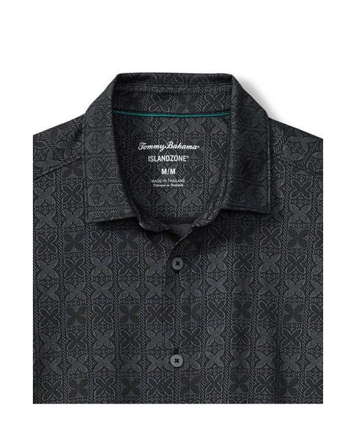 Tommy Bahama Black Palm Fresco Tiles Islandzone Camp Shirt for men