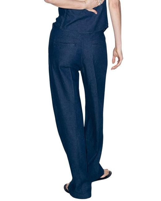 Mango Blue Flat Front Jeans