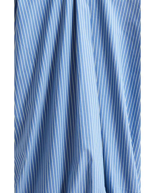 Cinq À Sept Blue Sutton Stripe Balloon Hem Long Sleeve Shirtdress