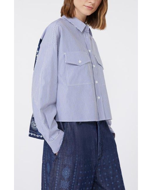 Weekend by Maxmara Blue Doria Stripe Colorblock Button-Up Shirt