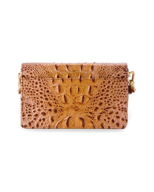 Brahmin Brown Minuette Croc Embossed Leather Crossbody Bag