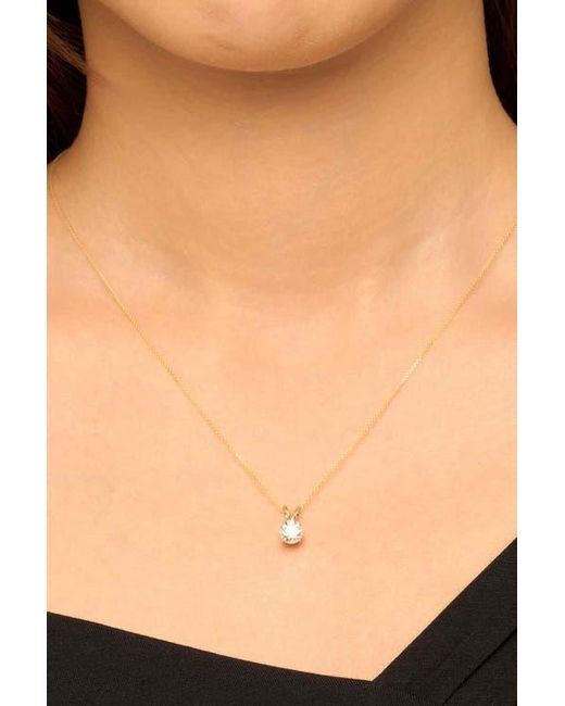 Oradina White 14K Solid Luminous 1 Carat Lab Diamond Classic Solitaire Necklace