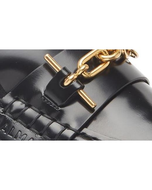 Balmain Gray Sync Glazed Leather Loafer for men