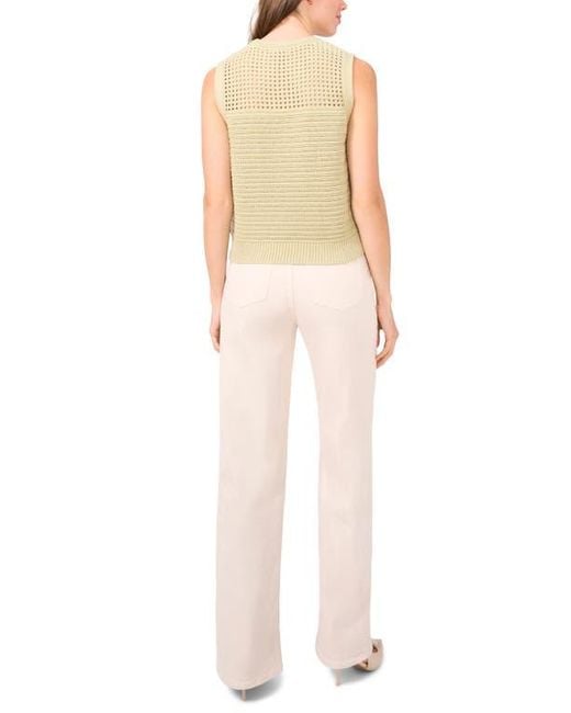 Halogen® Multicolor Open Stitch Sleeveless Cotton Side Button Sweater
