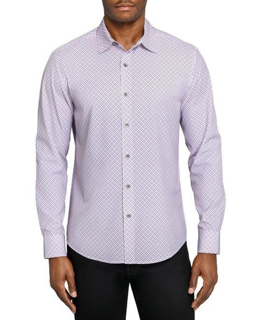 W.r.k. Purple Slim Fit Geometric Print Performance Button-Up Shirt for men