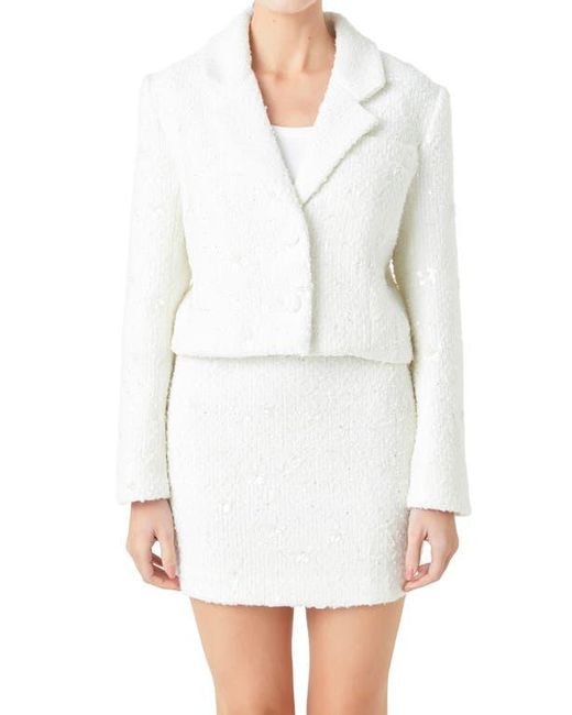 Endless Rose White Sequin Crop Blazer