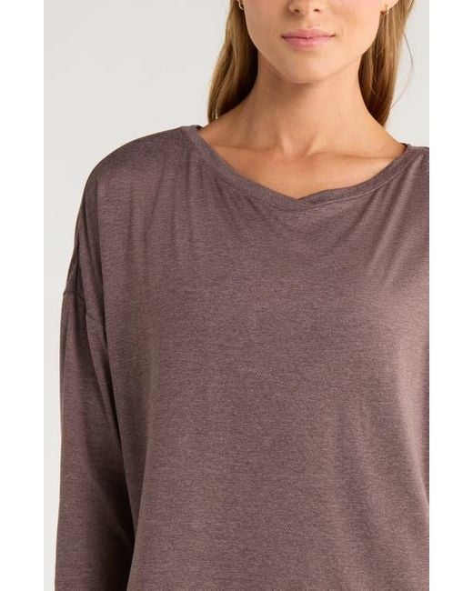 Zella Purple Restore Soft Long Sleeve Relaxed T-Shirt