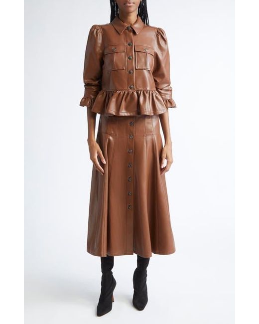 Cinq À Sept Brown Veena Faux Leather Skirt