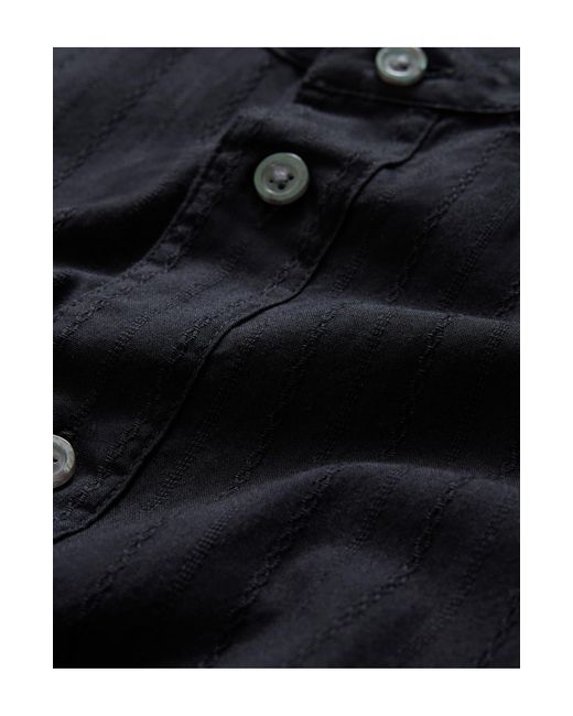 John Varvatos Black Ben Embroidered Band Collar Button-up Shirt for men