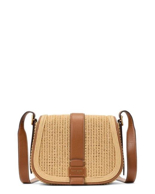 Kate Spade Natural Medium Noveau Straw Saddle Crossbody Bag