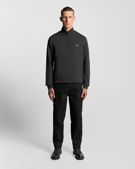 Lyle & Scott Black Loopback Quarter Zip Sweat for men
