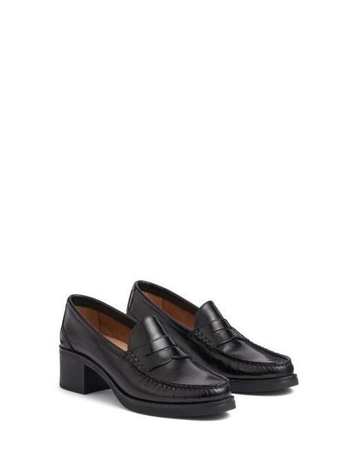 L.K.Bennett Black Manon Block Heel Penny Loafer