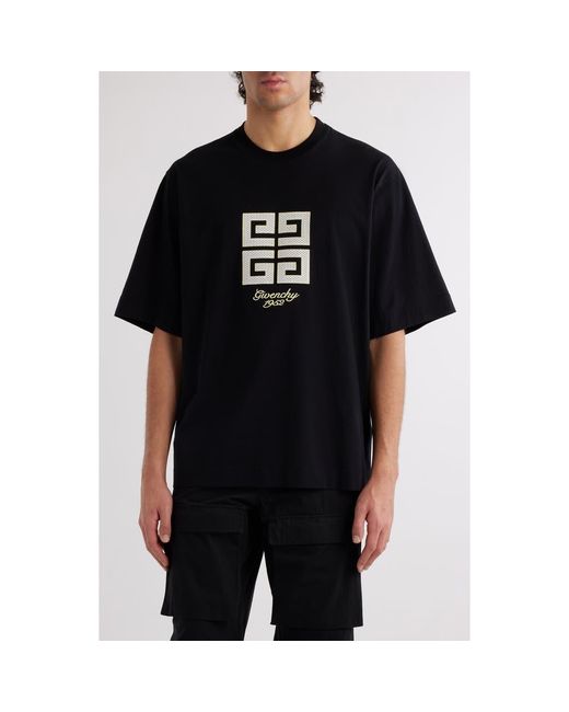 Givenchy Black New Studio Fit Oversize Logo Graphic T-Shirt for men