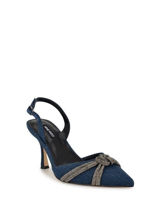 Nine West Blue Deby Pointed Toe Slingback Pump