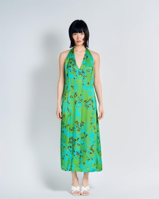 Lost Pattern Green Coco Dream Halter Midi Dress