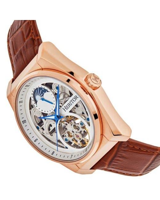 Heritor Pink Daxton Skeleton Watch for men
