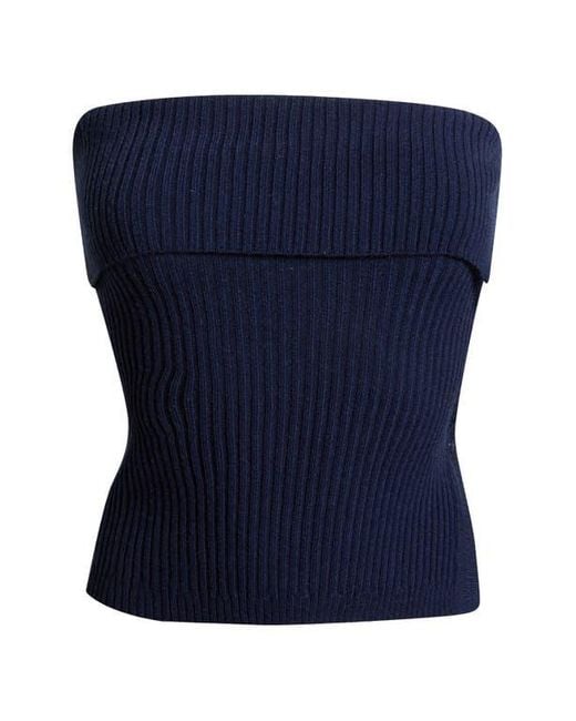 PacSun Blue Kate Side Button Foldover Rib Tube Top
