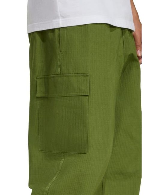 Adidas Green Trefoil Essentials Cotton Ripstop Cargo Pants for men