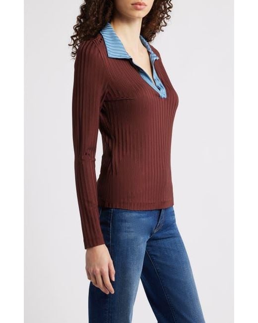 Rag & Bone Blue Natalia Colorblock Long Sleeve Polo