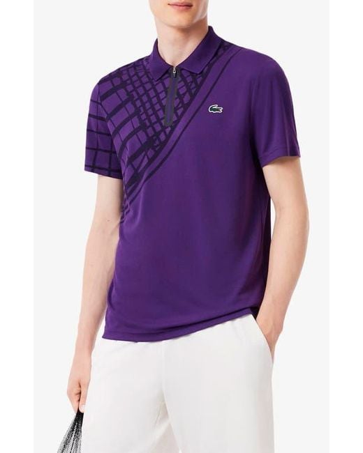 Lacoste Purple Half Zip Polo for men