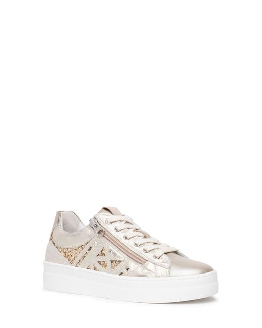 Nero Giardini White Metallic Side Zip Platform Sneaker