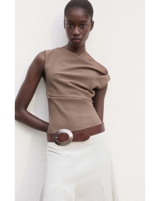 Mango White Pleat Midi Skirt