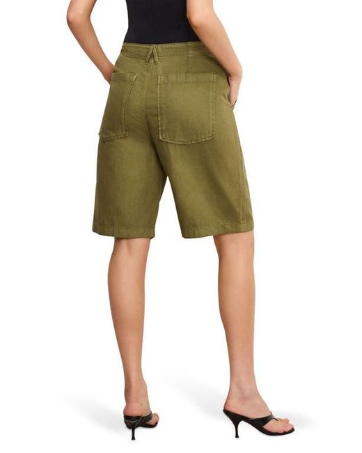 GOOD AMERICAN Women's Green Lite Cotton Blend Bermuda Shorts knee length shorts